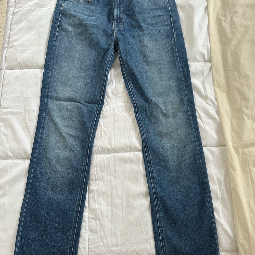 MOTHER Women's Straight Leg Blue Jeans